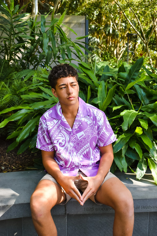 TANGAROA SHIRT - COLLARED MEN SHIRT - MAORI PATTERN