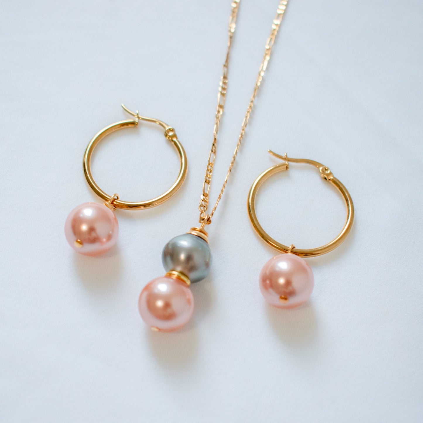 HANI - Tahitian Blending - New Gold-Filled Gorgeous Swarovski and Tahitian Pearl Set