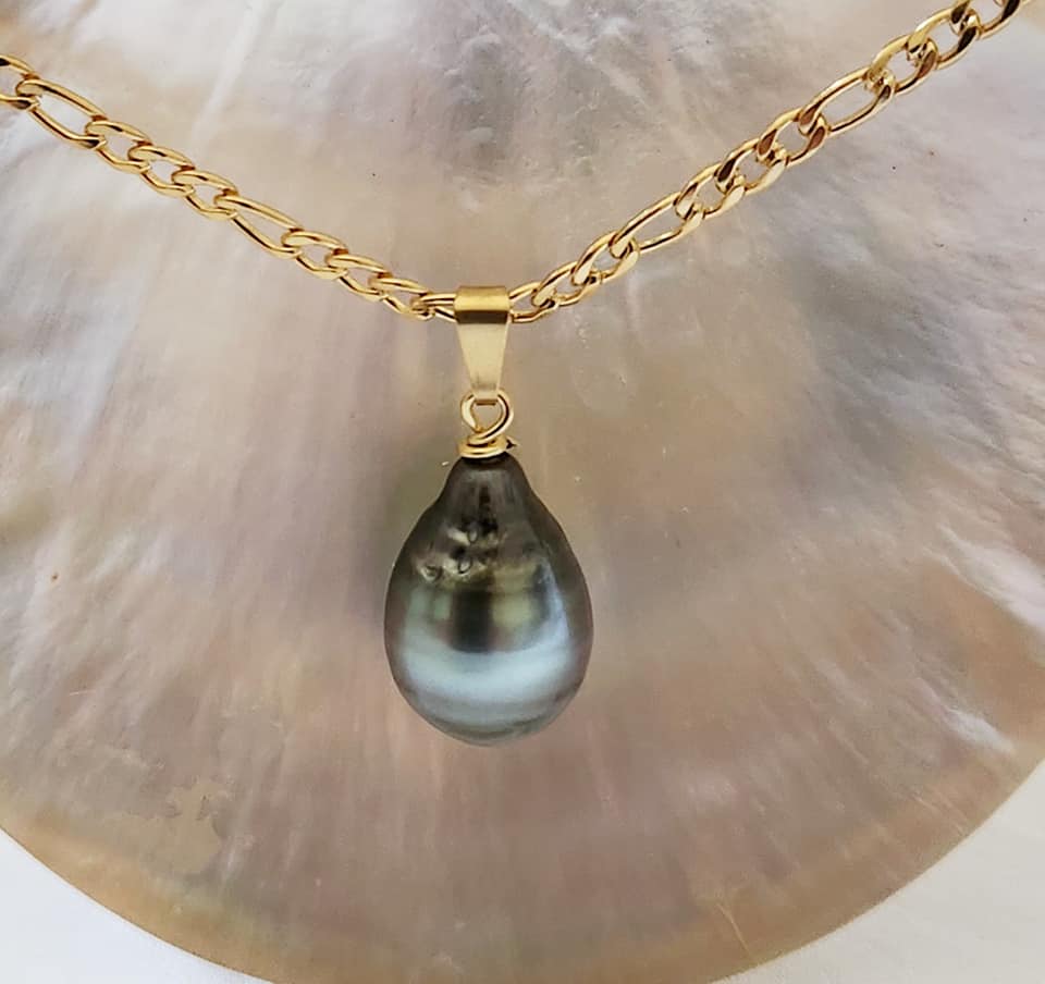 Teardrop Natural Tahitian Pearl Necklace - 14k Goldfilled Or Pendant Only