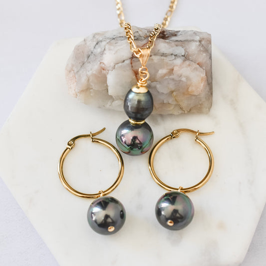 TEFOTA - New Gold-Filled Gorgeous Tahitian Blending with Swarovski Pearl Set