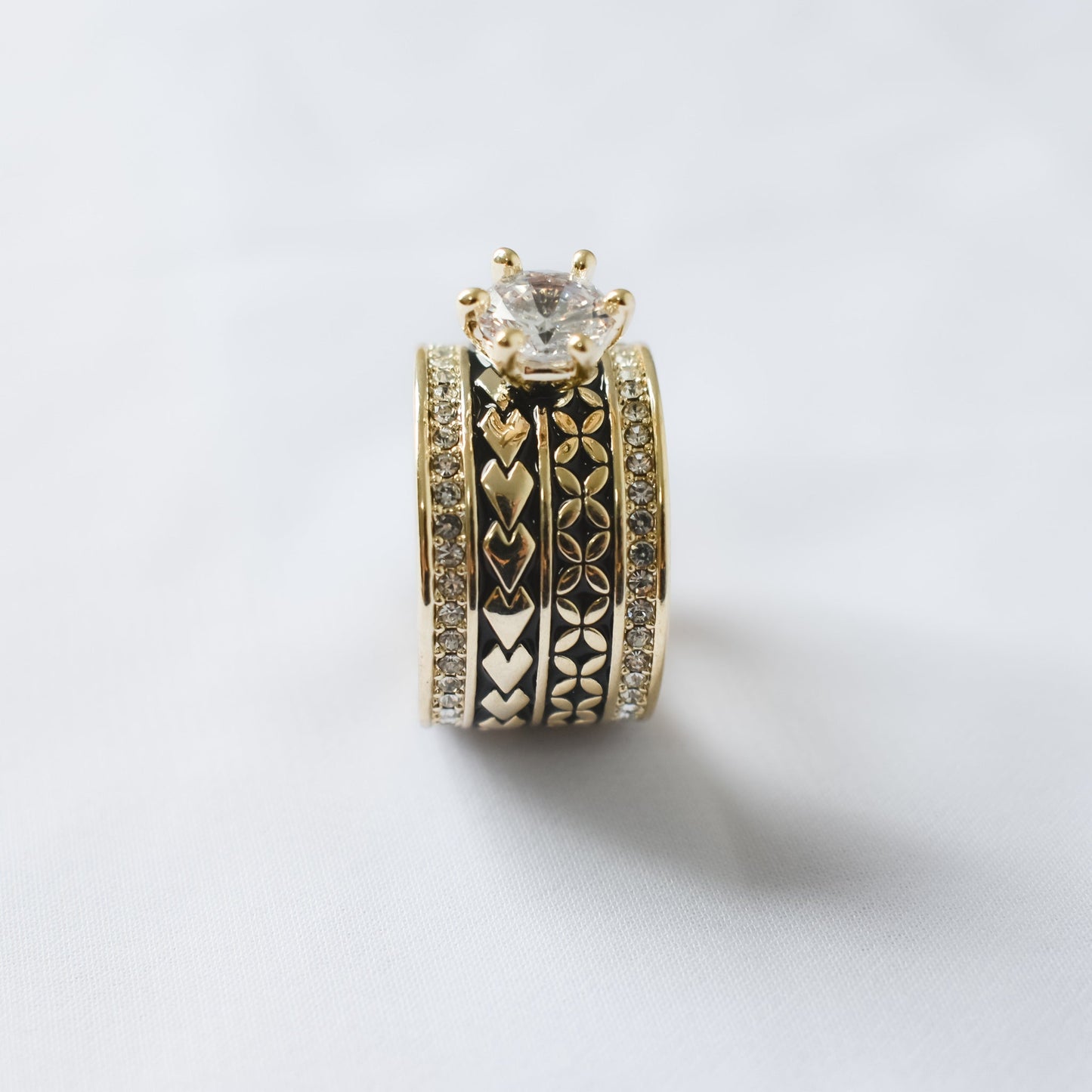 TEINA - Premium CZ Diamond- Tribal Pattern Polynesian Inspired Ring