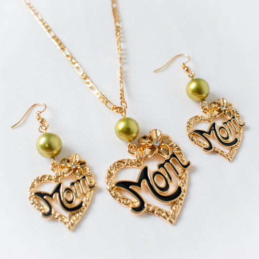 TINA #5 - Mom Pearl Set #1 - With Premium Pistachio Green Pearls