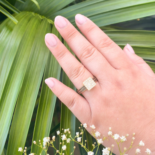 MASINA - CZ Diamond Tribal Engraved Ring