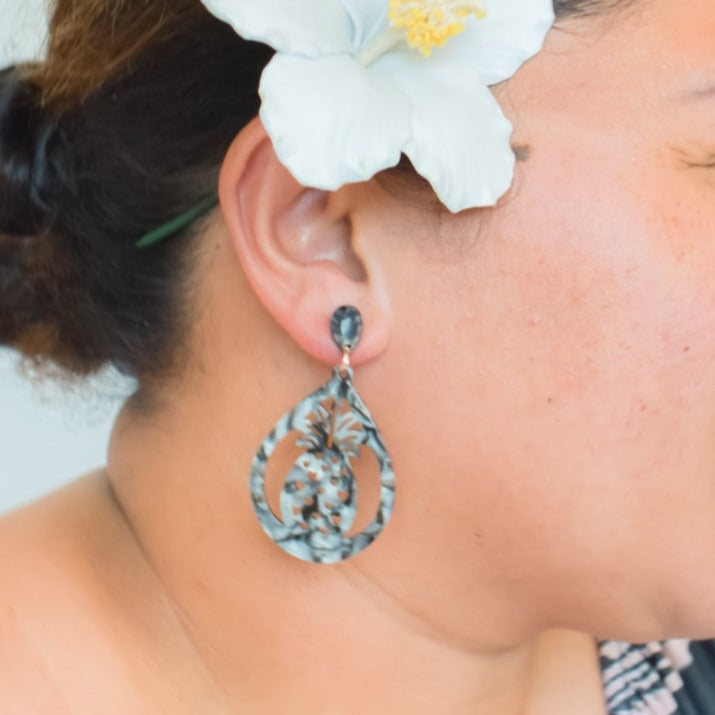 Pineapple Statement Acetate Earrings - MULTICOLOUR VARIETY
