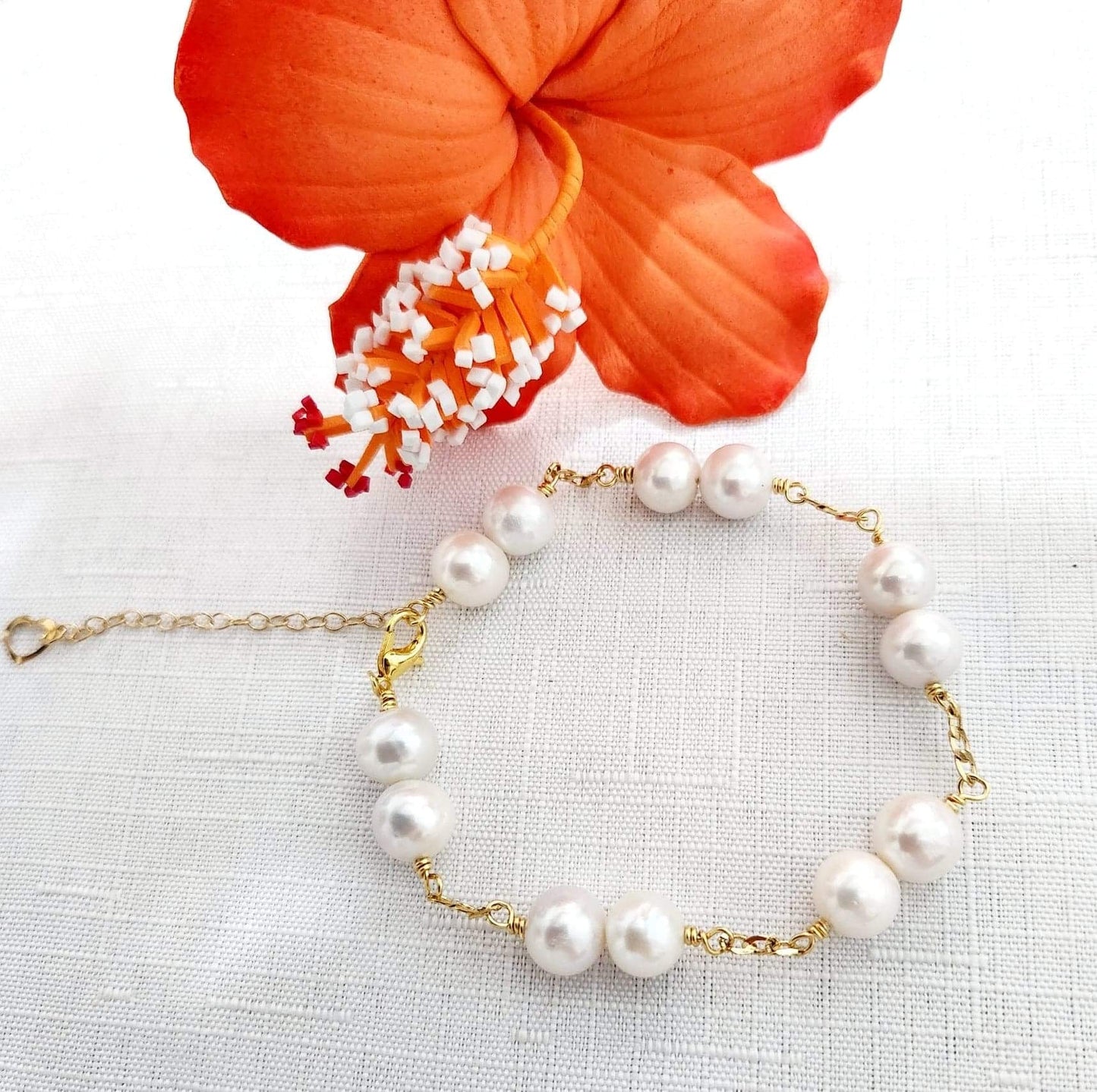 RITANI - DOUBLE NATURAL WHITE PEARL BRACELET